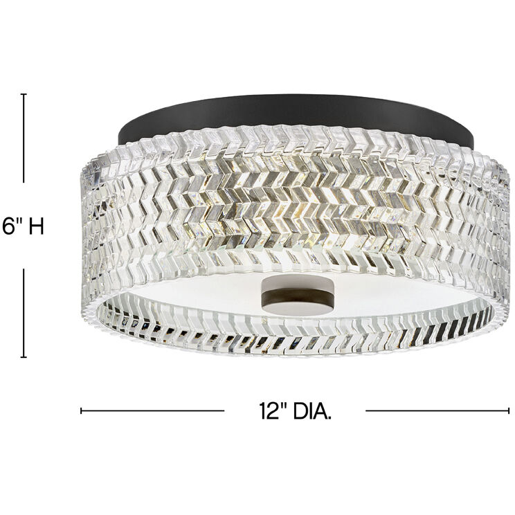 Elle 2 Light 12 inch Black Bath Light Wall Light, Flush Mount