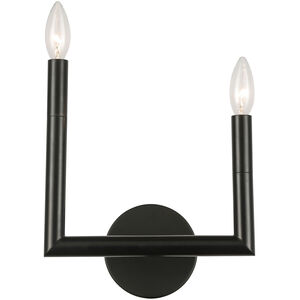 Nora 2 Light 9.25 inch Matte Black Decorative Wall Sconce Wall Light, Large