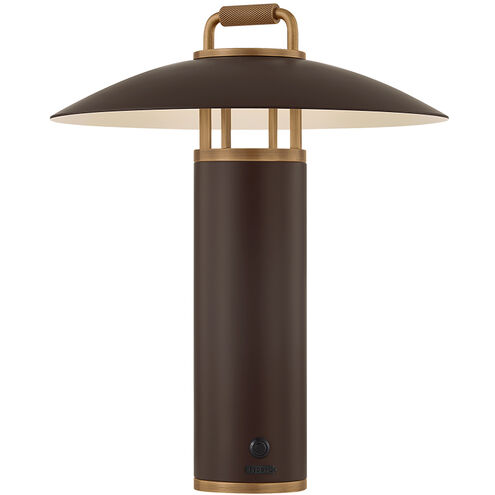 Birk 13.75 inch 2.00 watt Patina Brass/Bronze Outdoor Rechargeable Table Lamp