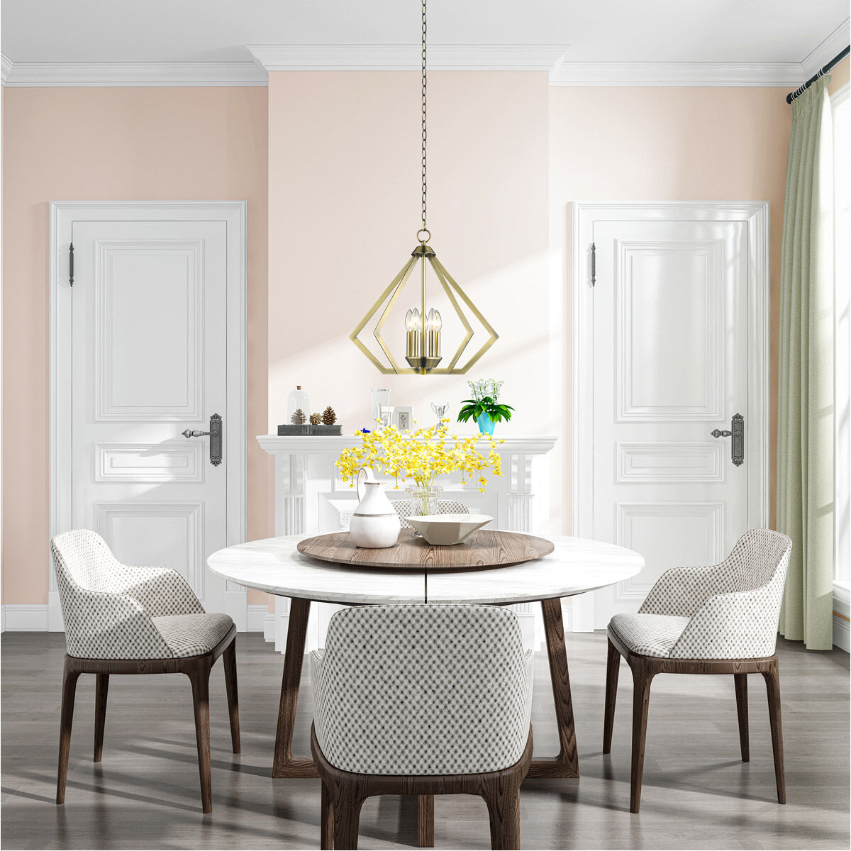 Prism 5 Light 20 inch Antique Brass Chandelier Ceiling Light