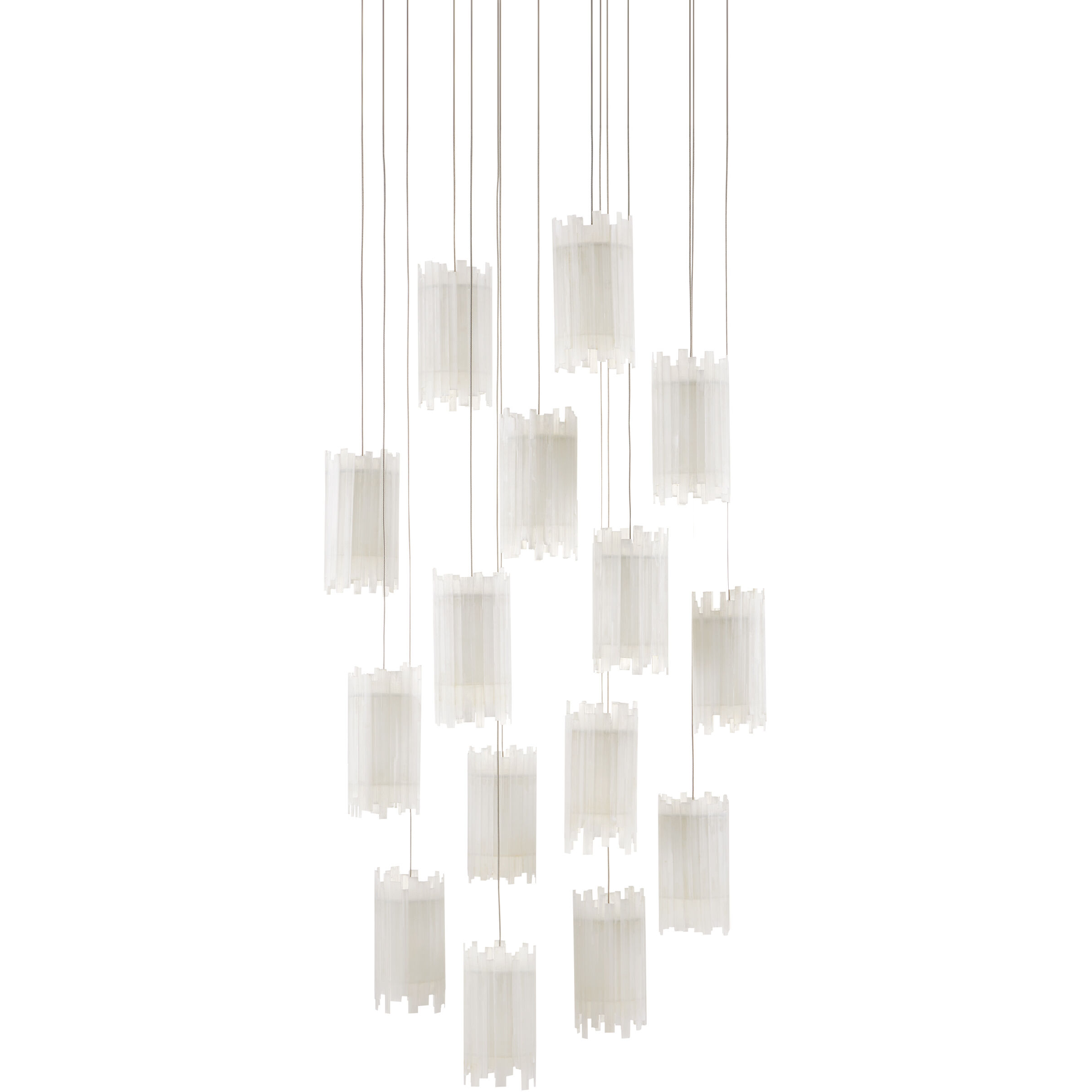 Escenia 15 Light 23 inch Natural/Painted Silver Multi-Drop Pendant Ceiling Light