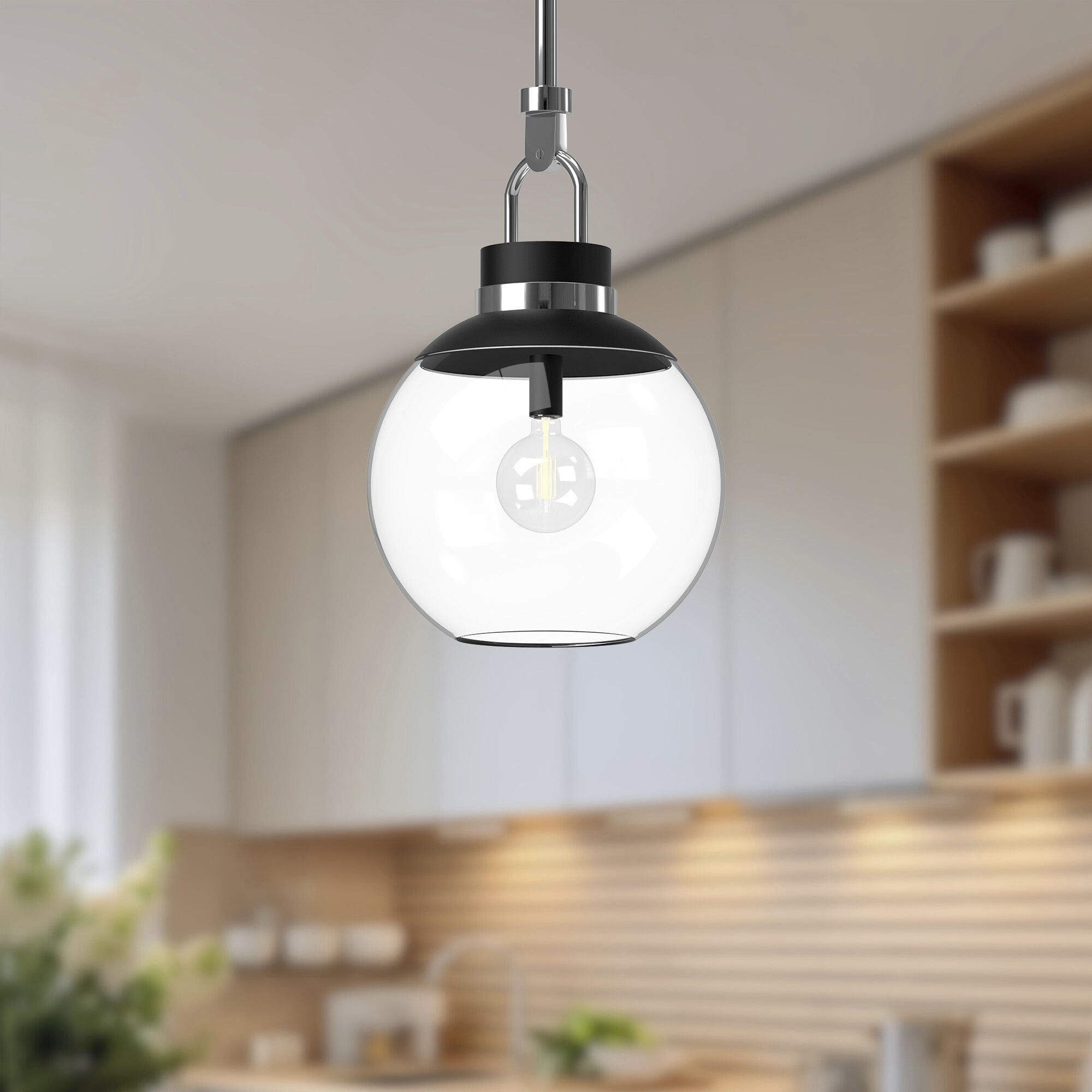 Alora Mood Copperfield 1 Light 11.88 inch Chrome/Clear Glass Pendant Ceiling Light