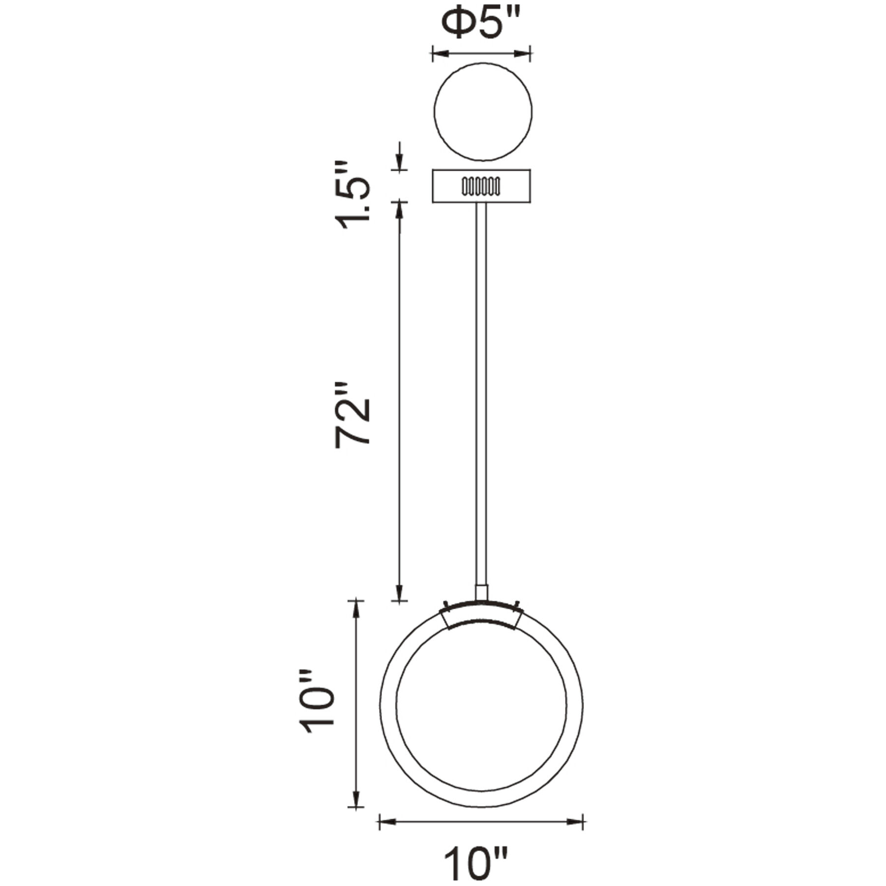 Hoops LED 5 inch Satin Gold Pendant Ceiling Light