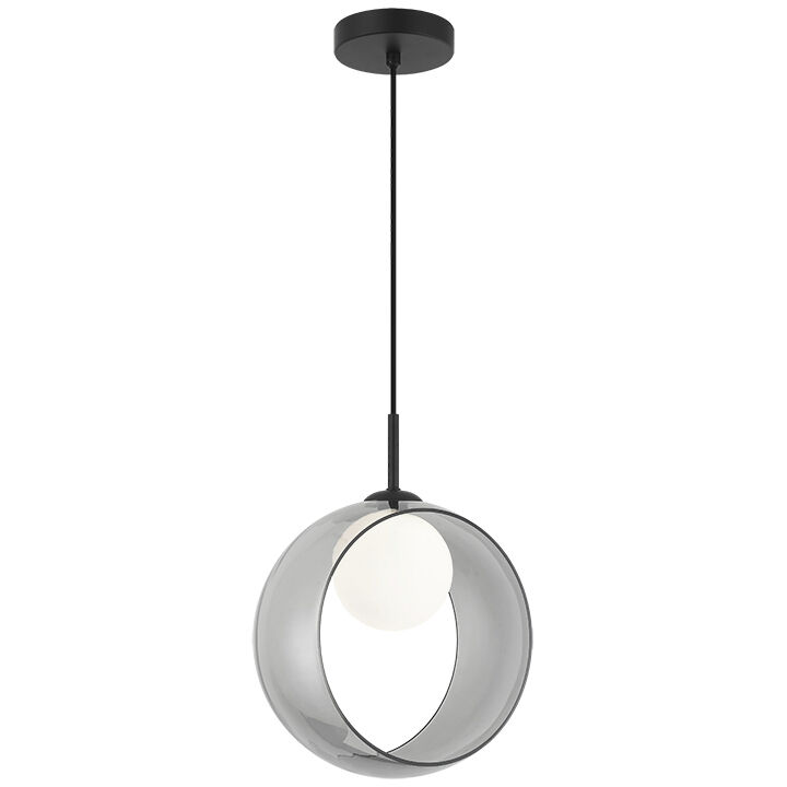 Delcia LED 5.13 inch Black Pendant Ceiling Light in Black and Smoke