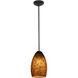 Champagne 1 Light 5 inch Oil Rubbed Bronze Pendant Ceiling Light in Brown Stone