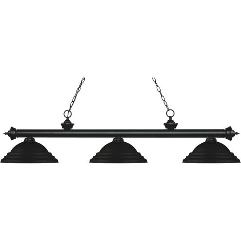 Riviera 3 Light 58.75 inch Matte Black Billiard Ceiling Light in 12.95, Matte Black Steel
