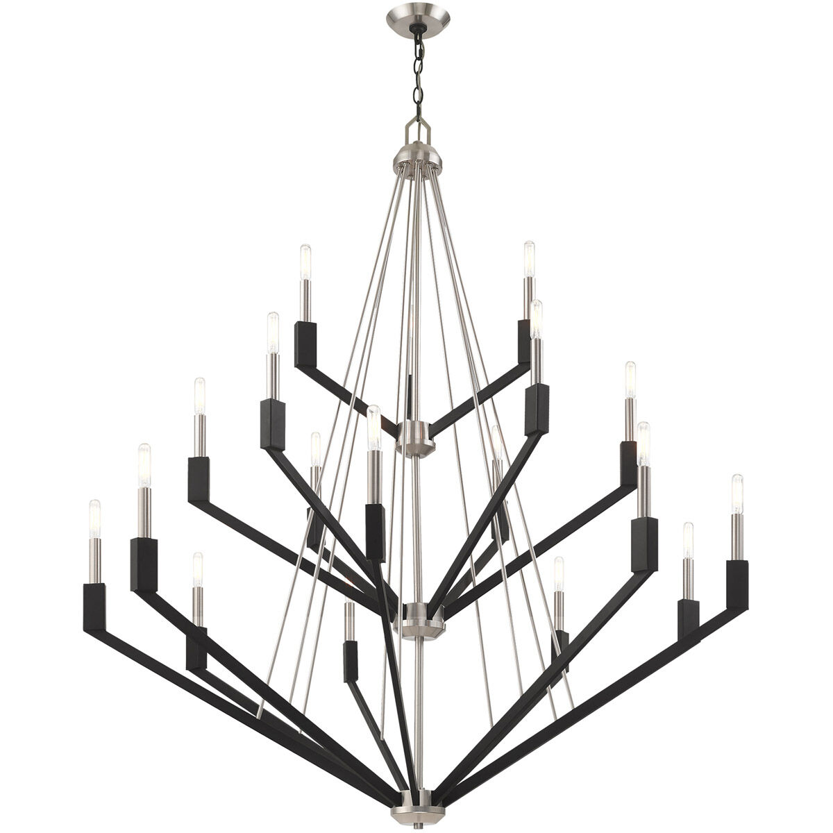 Livex 51169-91 Beckett 18 Light 44 inch Brushed Nickel & Black Foyer  Chandelier Ceiling Light