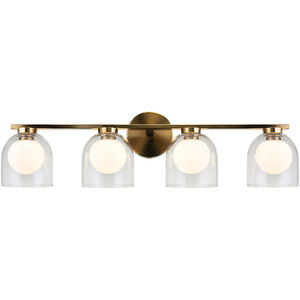 Derbishone 4 Light 28.63 inch Aged Gold Brass Wall Sconce Wall Light in Aged Gold Brass and Clear