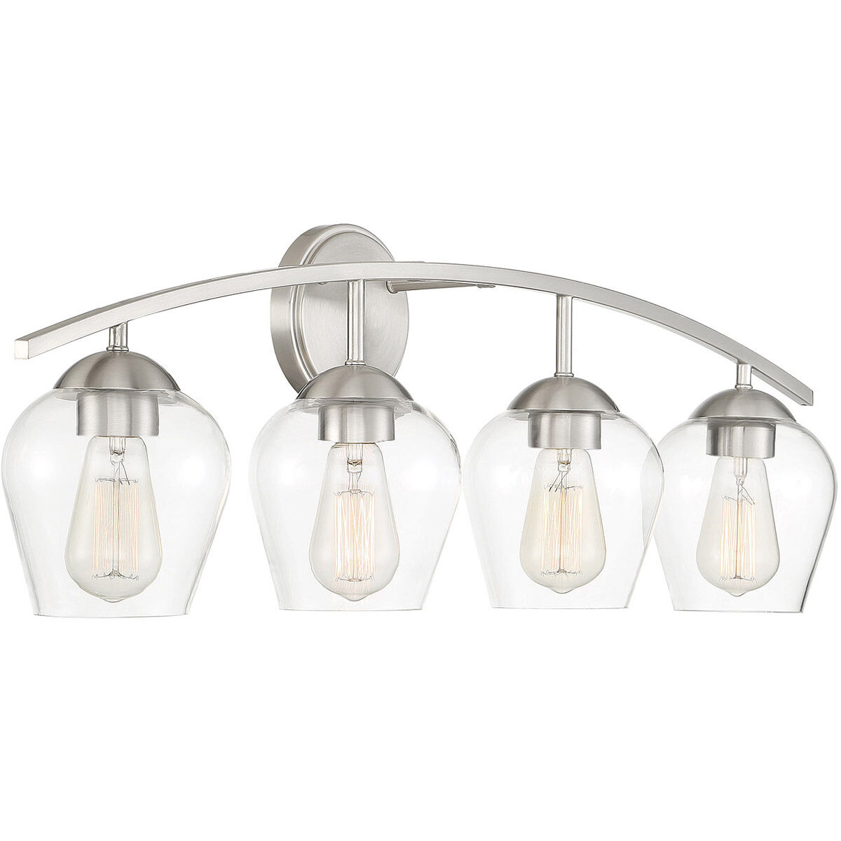 Transitional 4 Light 32.75 inch Brushed Nickel Bathroom Vanity Light Wall Light