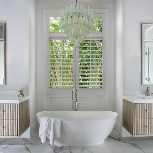 Ollie 16 Light 26.25 inch Aged Brass Chandelier Ceiling Light in Sand Glass Green