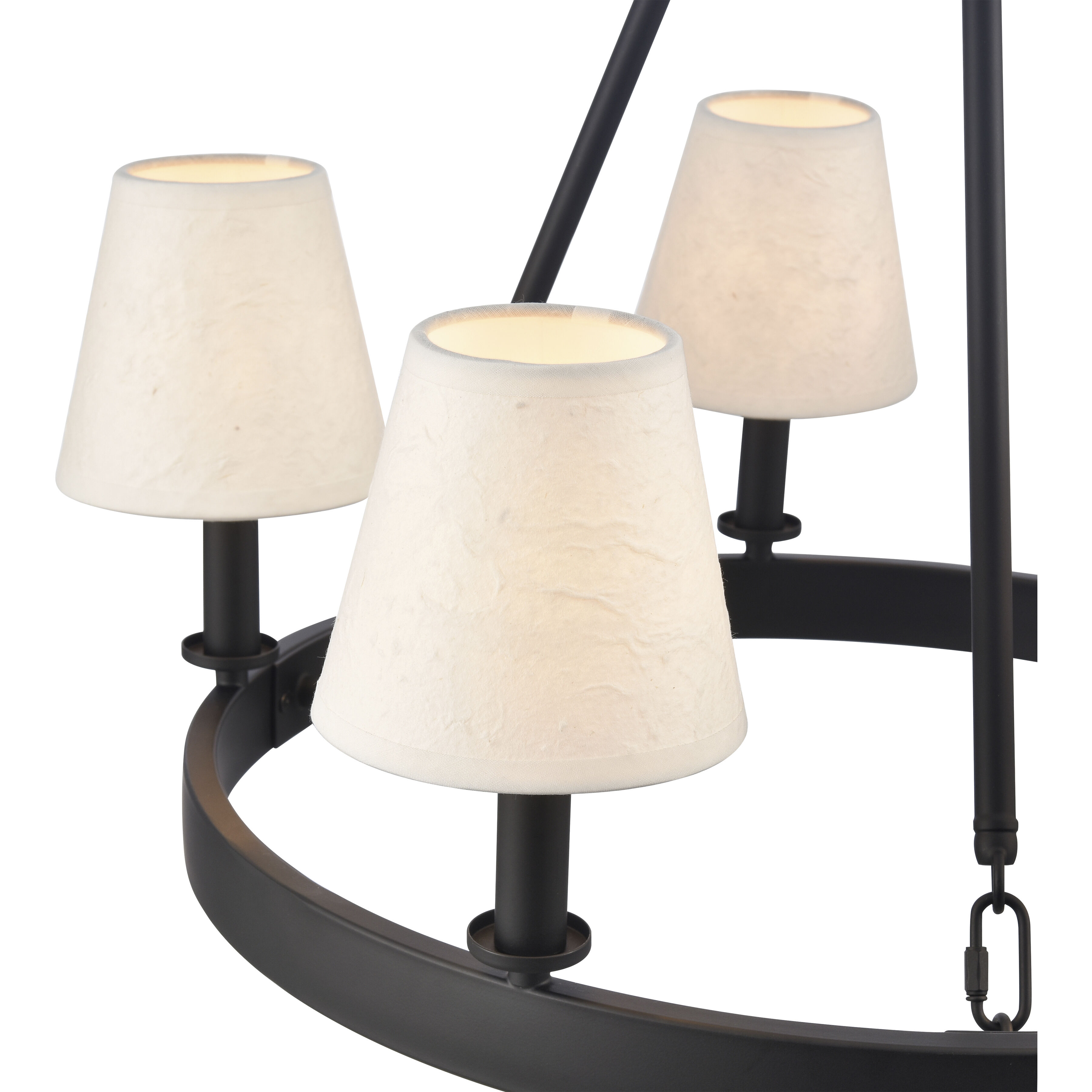 Rydell 5 Light 24.5 inch Matte Black with Off White Chandelier Ceiling Light