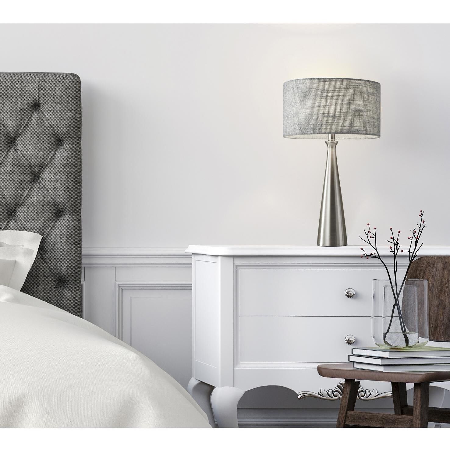 Linda 22 inch 100.00 watt Table Lamp Portable Light in Brushed Steel