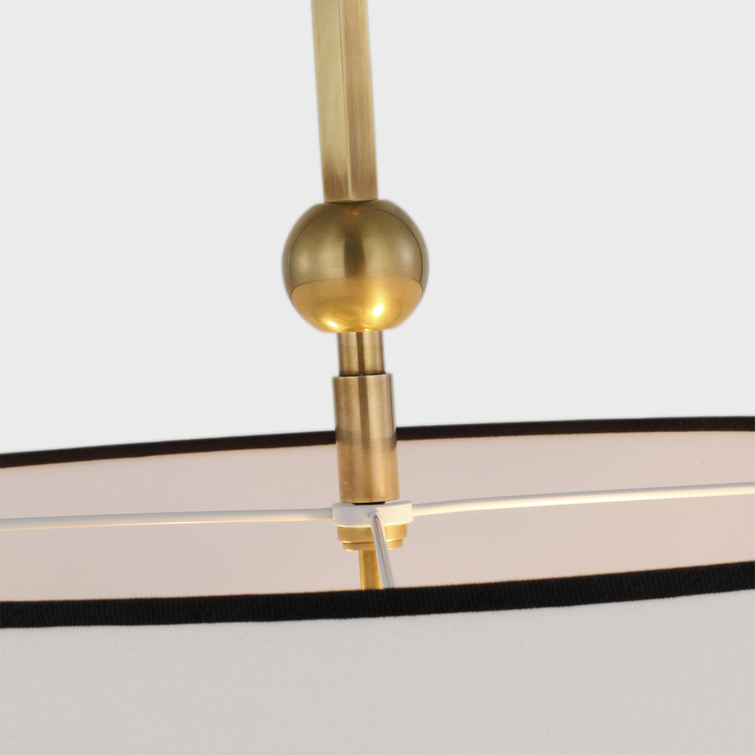 Thomas O'Brien Reed 2 Light 22 inch Hand-Rubbed Antique Brass Hanging Shade Ceiling Light in Linen with Black Trim