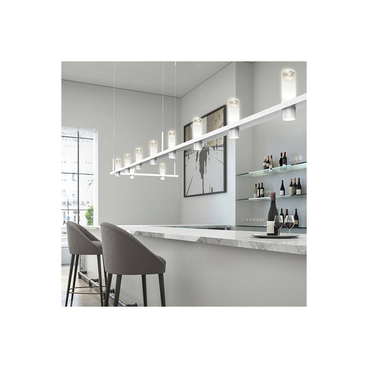 Intervals LED 96 inch Satin White Pendant Ceiling Light