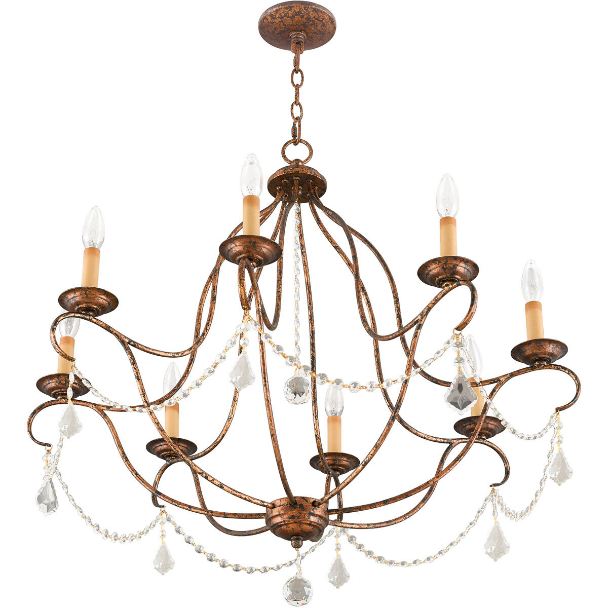 Chesterfield 8 Light 32 inch Hand Applied Venetian Golden Bronze Chandelier Ceiling Light