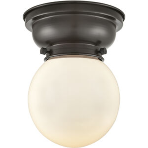 Aditi Beacon 1 Light 6 inch Oil Rubbed Bronze Flush Mount Ceiling Light in Matte White Glass, Aditi