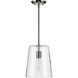 Clarion 1 Light Brushed Nickel Pendant Ceiling Light, Small