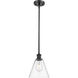 Ballston Cone LED 8 inch Matte Black Mini Pendant Ceiling Light in Clear Glass