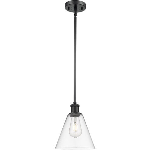 Ballston Cone LED 8 inch Matte Black Mini Pendant Ceiling Light in Clear Glass