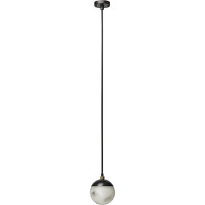 Metro 1 Light 12 inch Faux White Alabaster and Oil Rubbed Bronze Pendant Ceiling Light, Antique Brass Accents