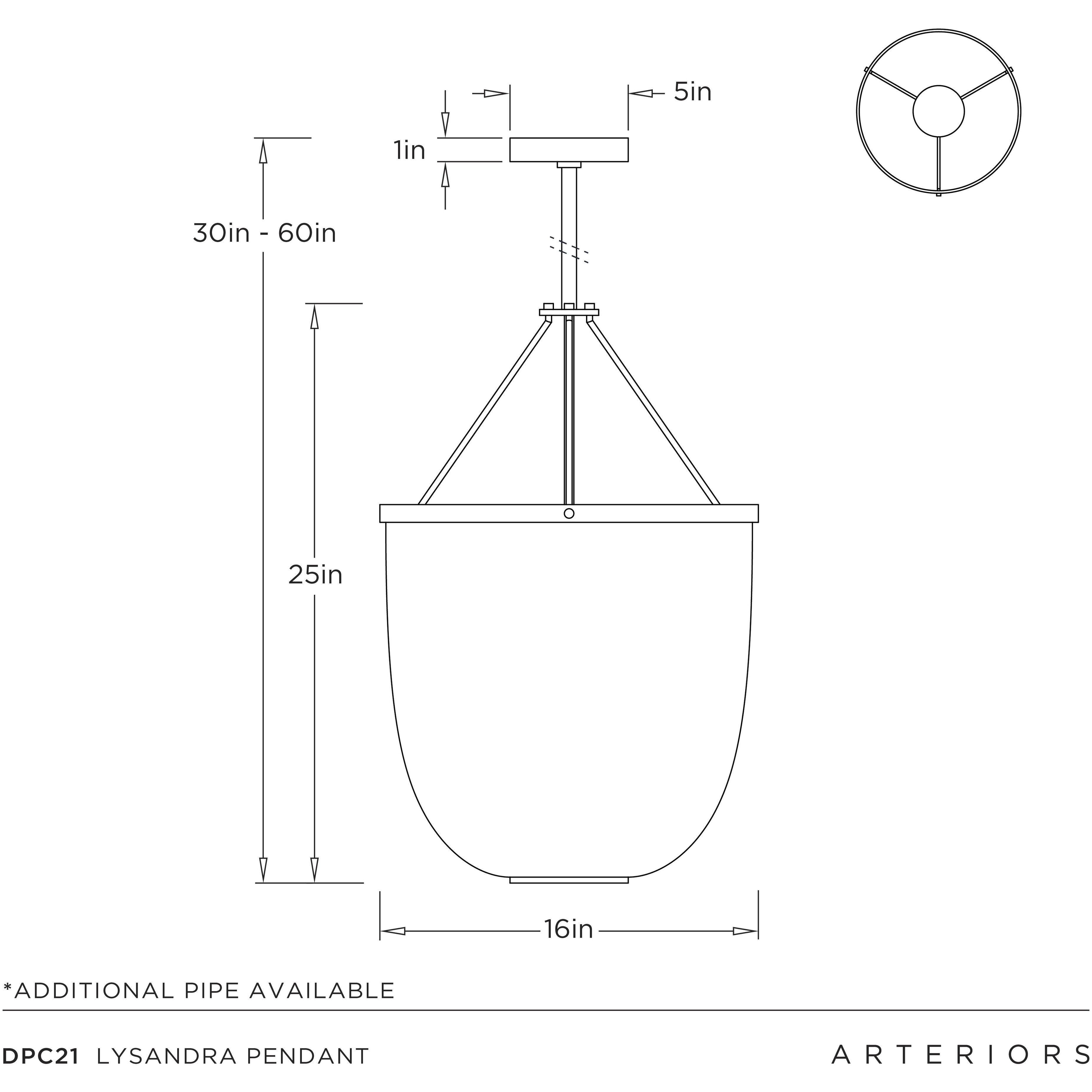 Lysandra 1 Light 16 inch Antique Brass Pendant Ceiling Light