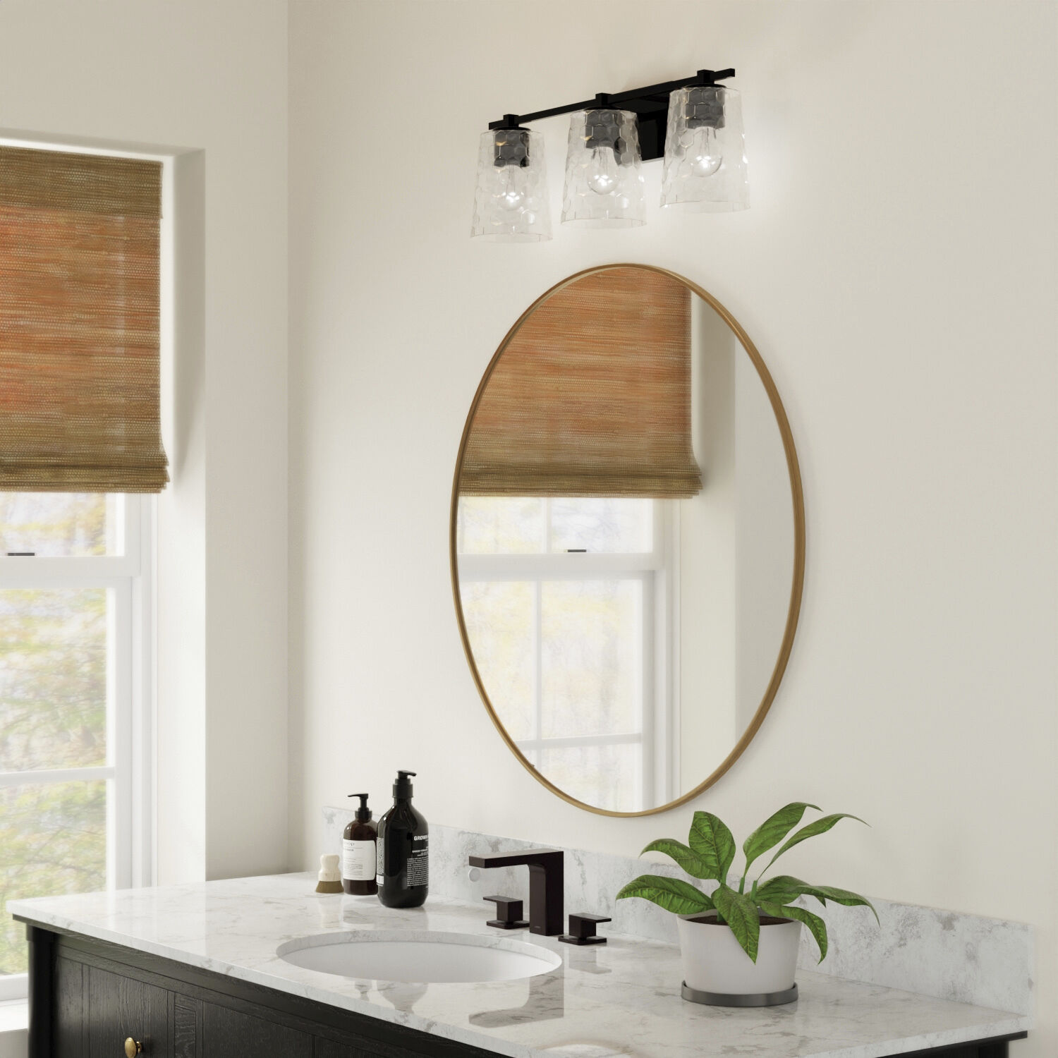 Burke 3 Light 24 inch Matte Black Vanity Light Wall Light