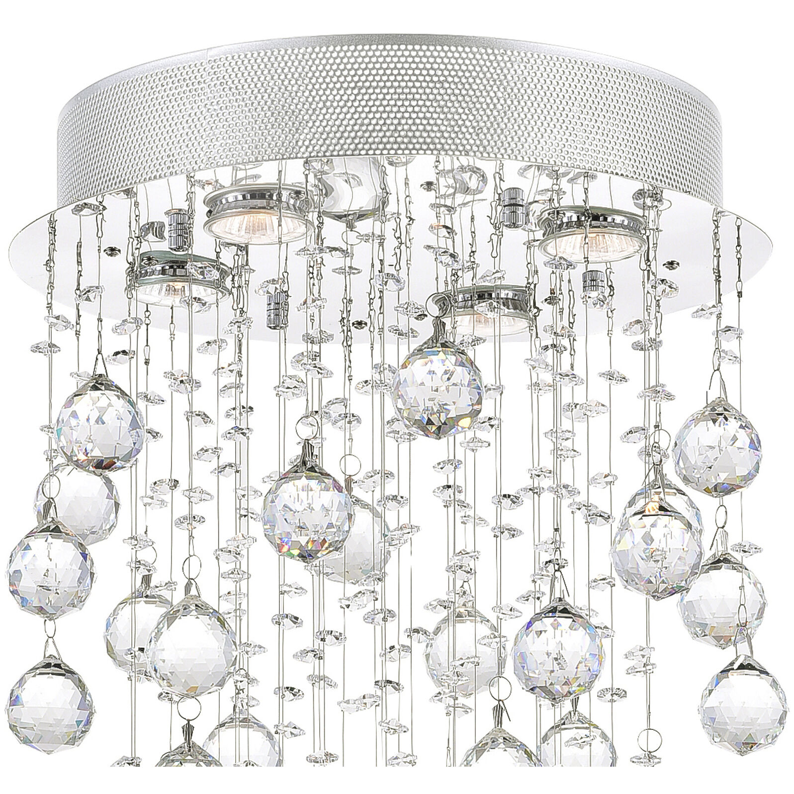 Rain Drop 4 Light 14 inch Chrome Flush Mount Ceiling Light