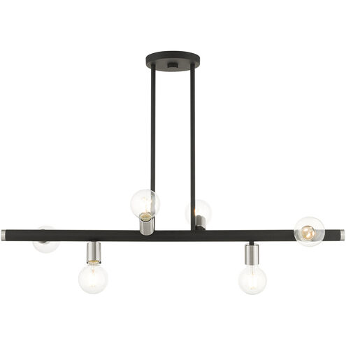 Bannister 6 Light 37 inch Black Linear Chandelier Ceiling Light