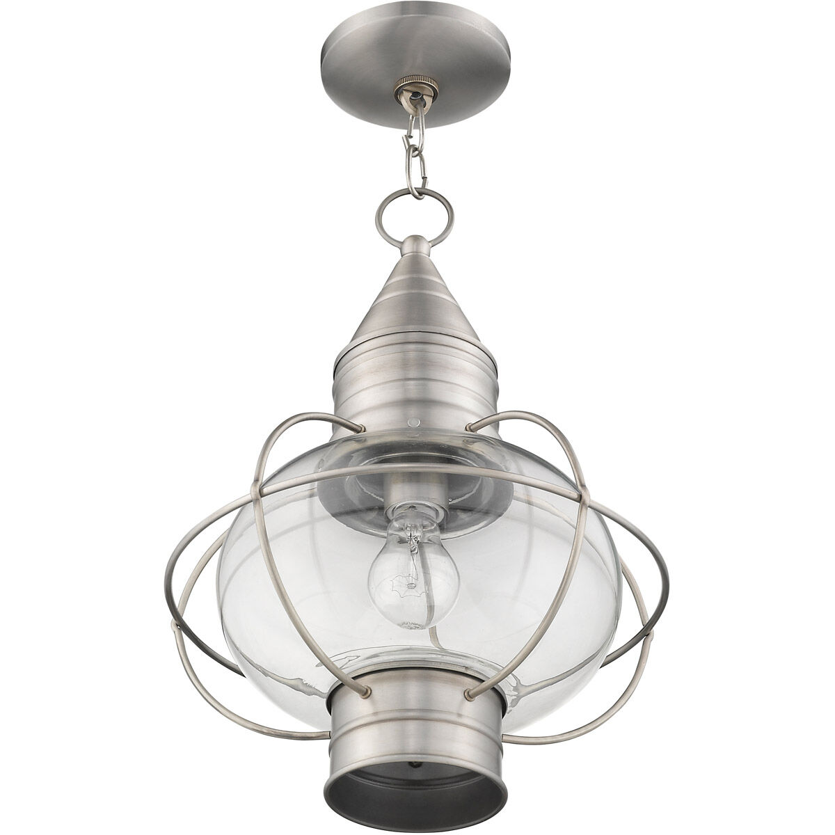 Newburyport 1 Light 12 inch Brushed Nickel Outdoor Pendant Lantern
