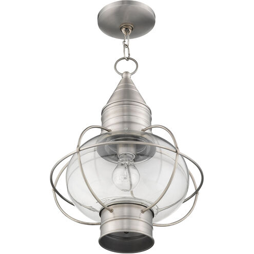 Newburyport 1 Light 12 inch Brushed Nickel Outdoor Pendant Lantern
