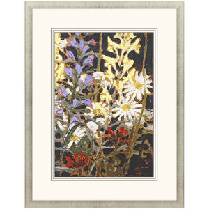 Wildflowers Yellow and Black and Purple and White Framed Art