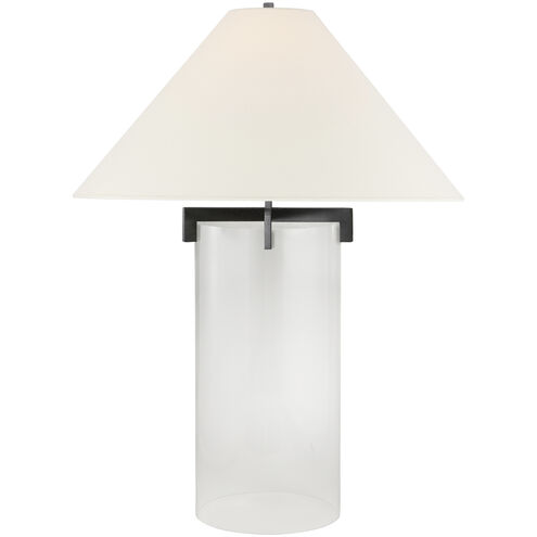J. Randall Powers Brooks 30 inch 100 watt Aged Iron Table Lamp Portable Light in Linen, Aged Iron and Crystal