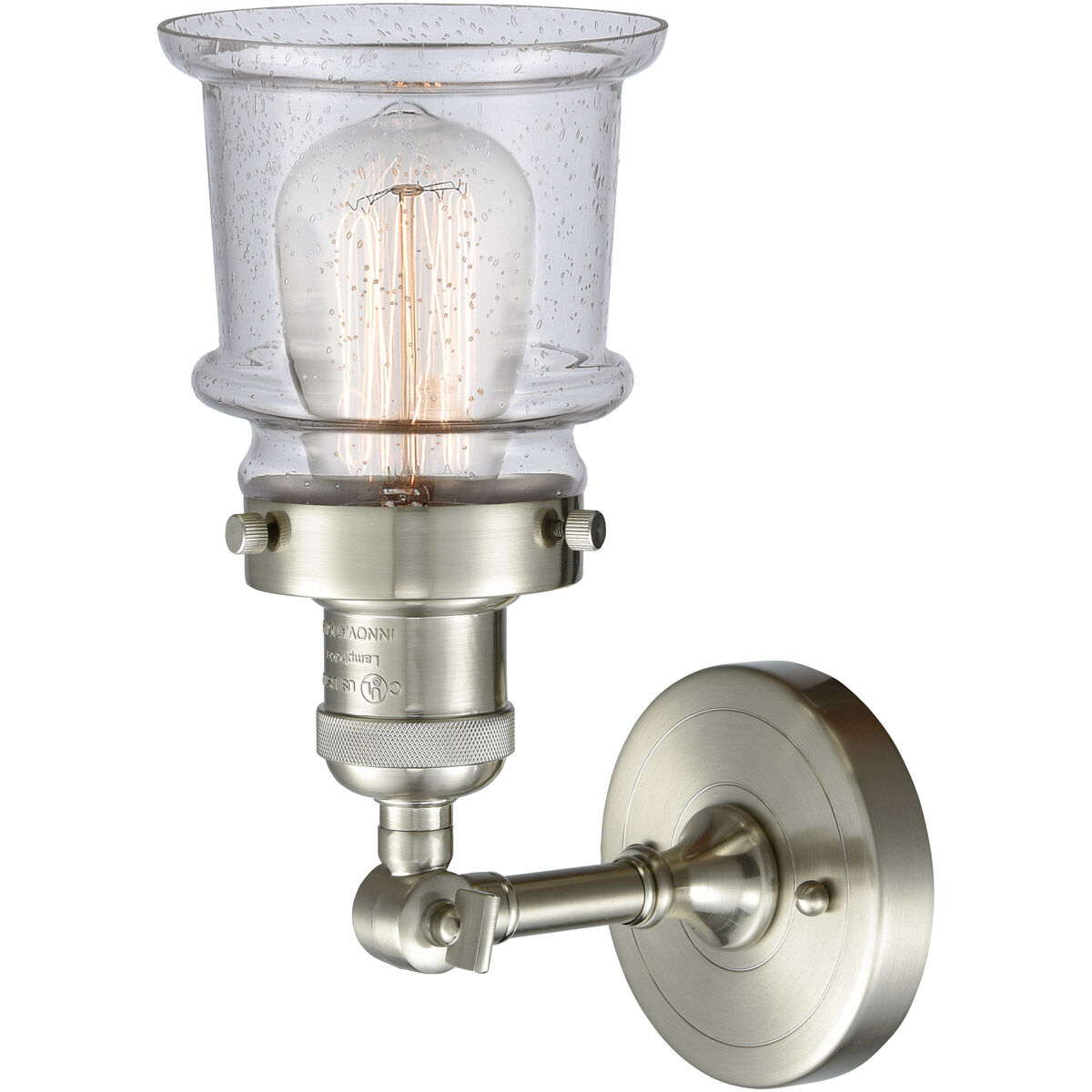Franklin Restoration Small Canton LED 6.5 inch Brushed Satin Nickel Sconce Wall Light in Seedy Glass, Franklin Restoration