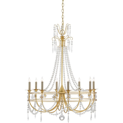 Dream-Maker 8 Light 32 inch Antique Gold Leaf Chandelier Ceiling Light