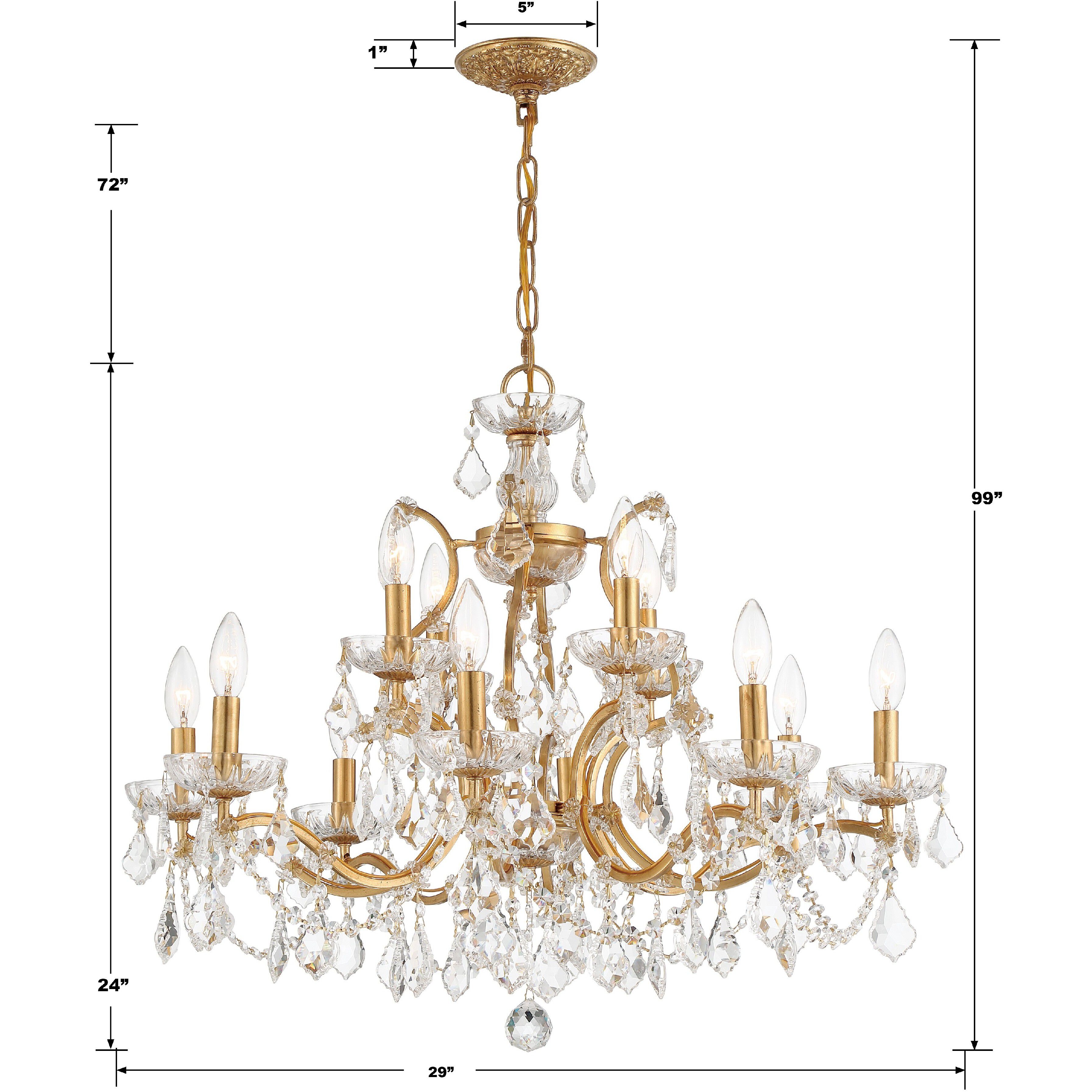 Filmore 12 Light 29 inch Antique Gold Chandelier Ceiling Light in Clear Spectra