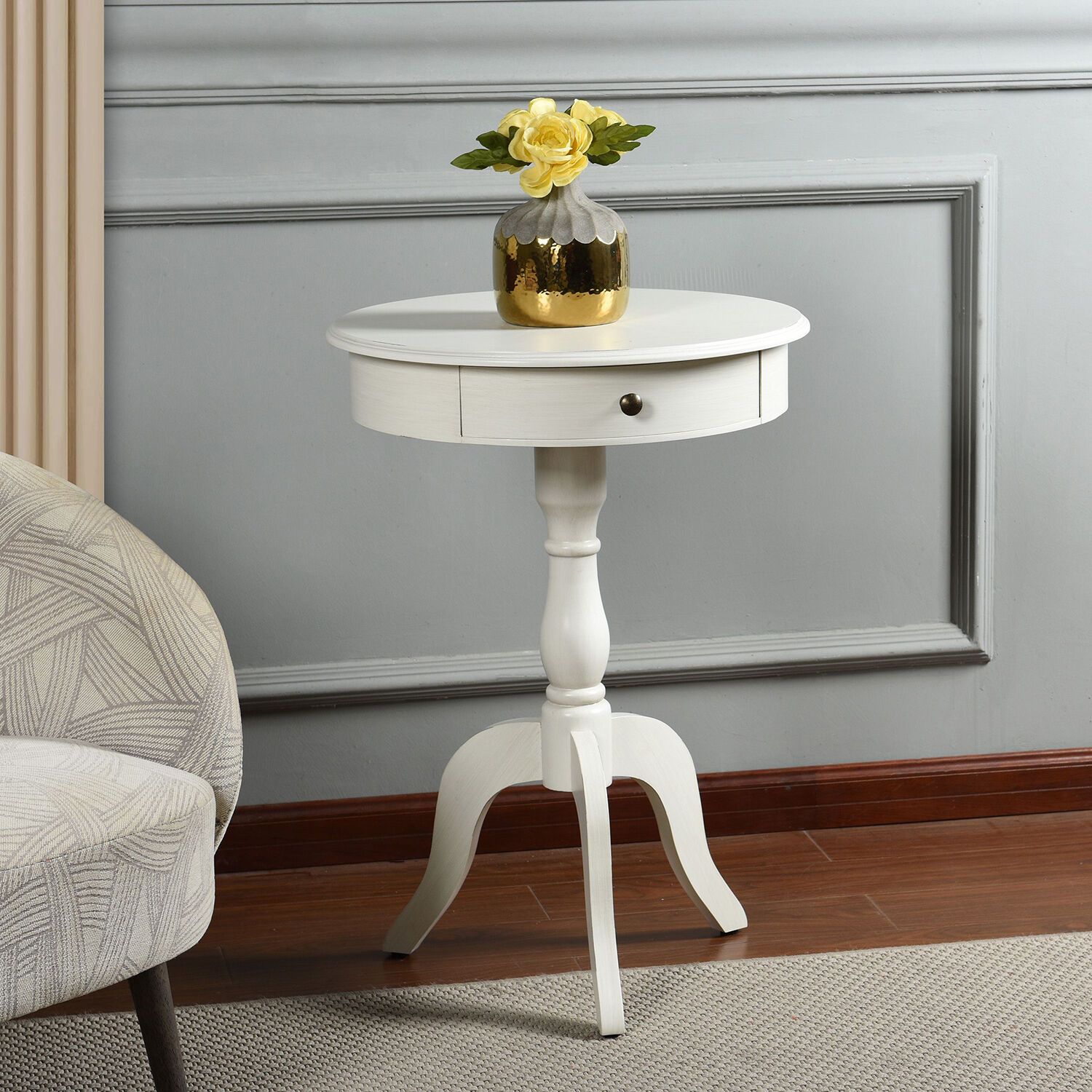 Luka 29.25 X 21.5 inch Antique White Side Table