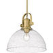 Yep Hines 1 Light 13.5 inch Brushed Champagne Brass Pendant Ceiling Light in Seeded Glass, Large