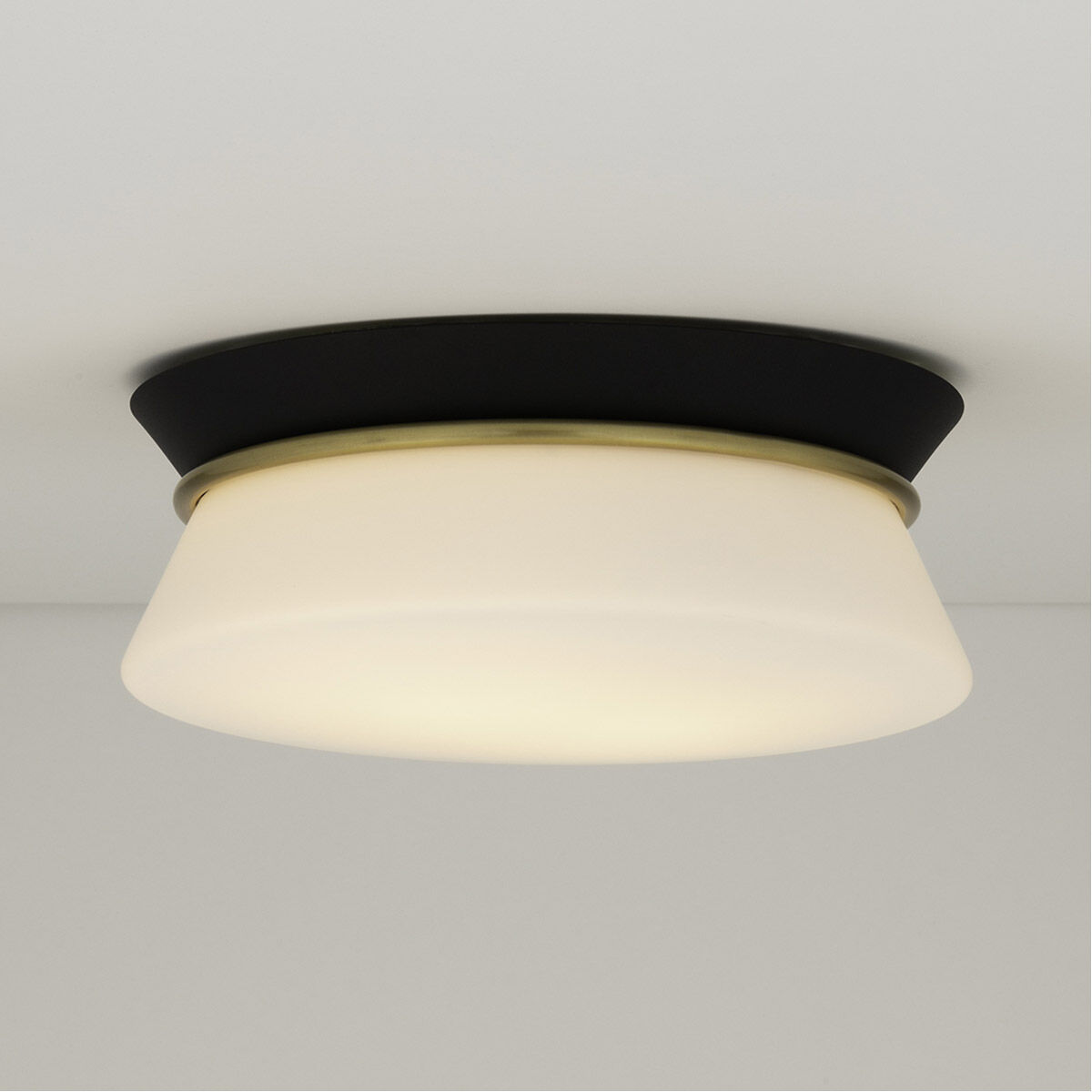 Cath 2 Light 13 inch Aged Brass/Black Flush Mount Ceiling Light