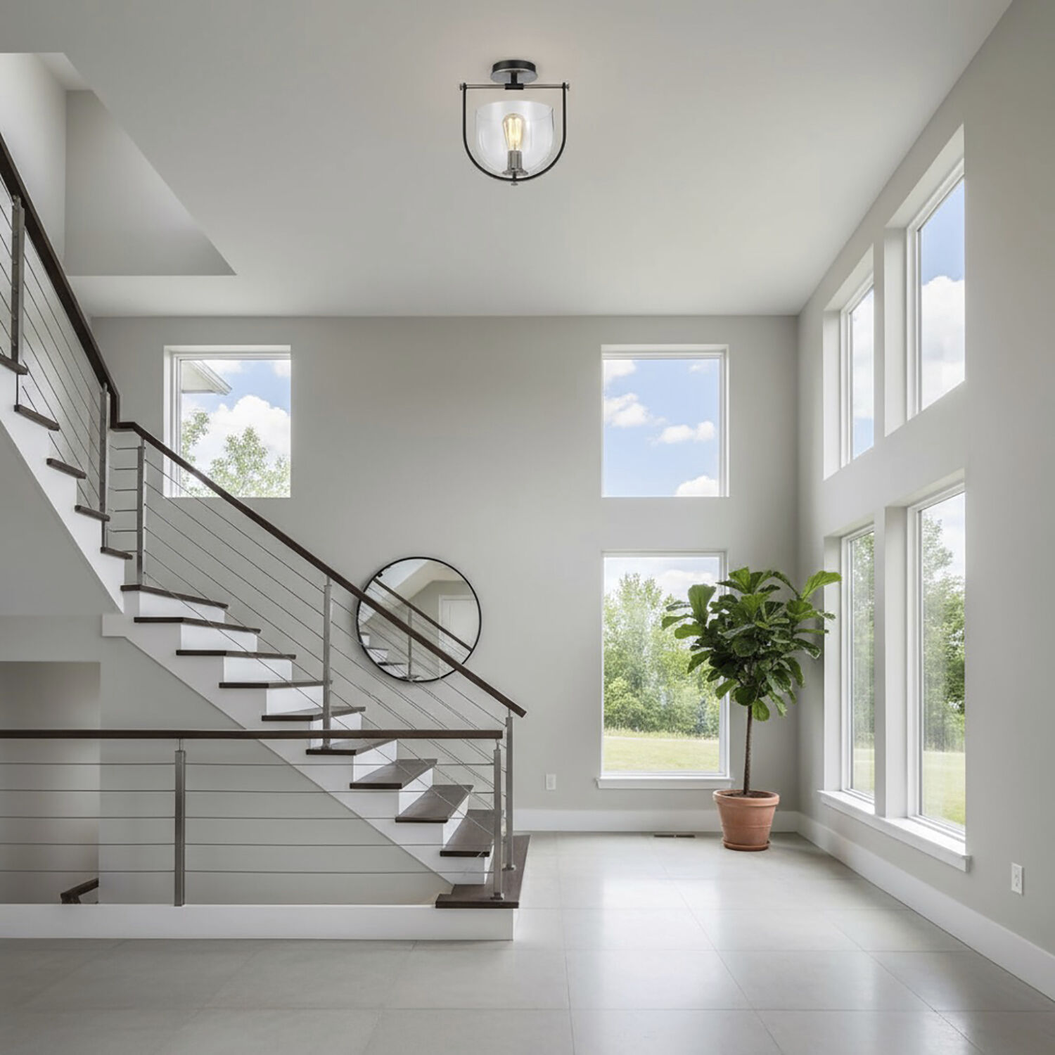 Cheshire 1 Light 8.25 inch Black and Nickel Semi-Flush Mount Ceiling Light