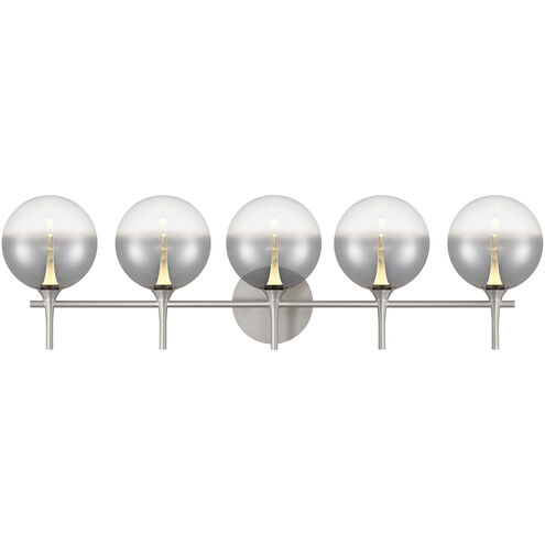 Iissa 5 Light 35.38 inch Satin Nickel Vanity Light Wall Light in Smoke