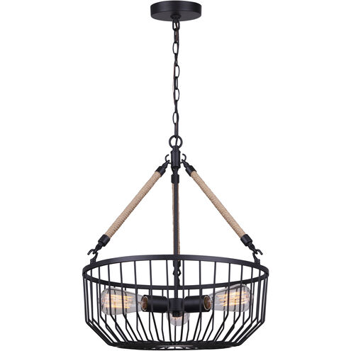 Theo 3 Light 18 inch Black Chandelier Ceiling Light