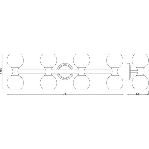 Artemis 8 Light 35 inch Modern Gold Vanity Wall Light