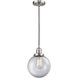 Franklin Restoration Beacon LED 8 inch Brushed Satin Nickel Mini Pendant Ceiling Light in Clear, Franklin Restoration