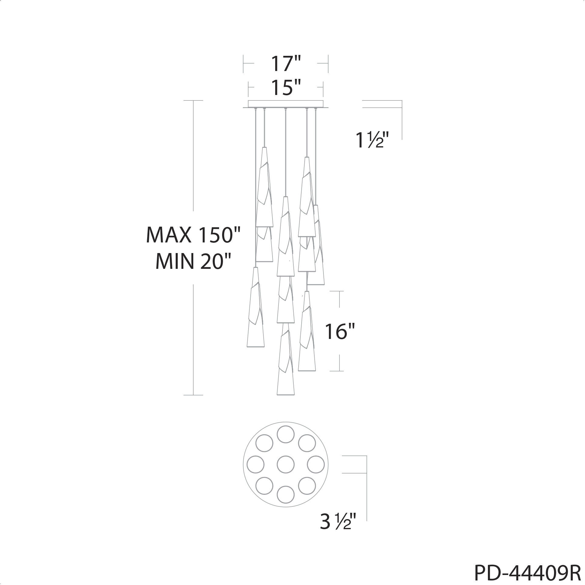 Kilt 9 Light 17 inch Aged Brass Multi-Light Pendant Ceiling Light