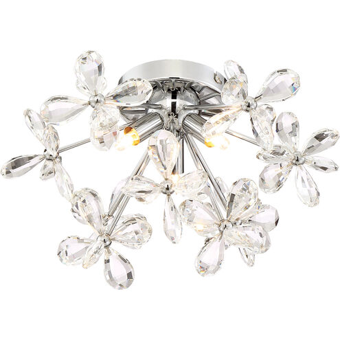 Adelle 3 Light 17 inch Chrome with Crystal Flush Mount Ceiling Light