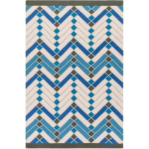 Savannah 72 X 48 inch Blue and Blue Area Rug, Cotton