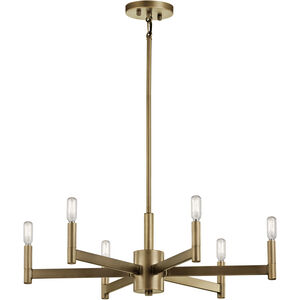 Erzo 6 Light 26 inch Natural Brass Chandelier 1 Tier Medium Ceiling Light, 1 Tier Medium