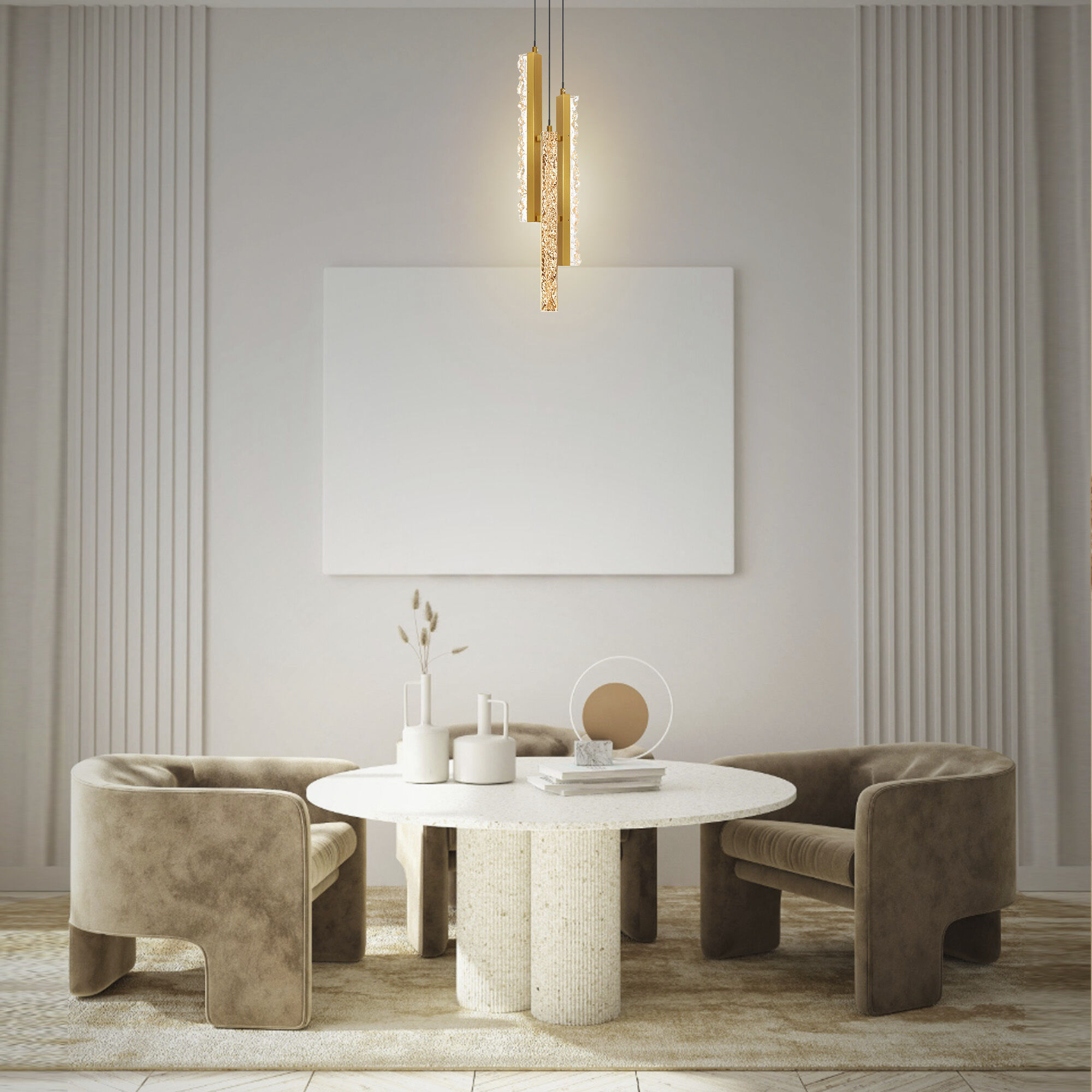 Stagger LED Brass Mini Pendant Ceiling Light