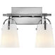 Foster 2 Light 13.75 inch Chrome Bath Light Wall Light in Etched Opal