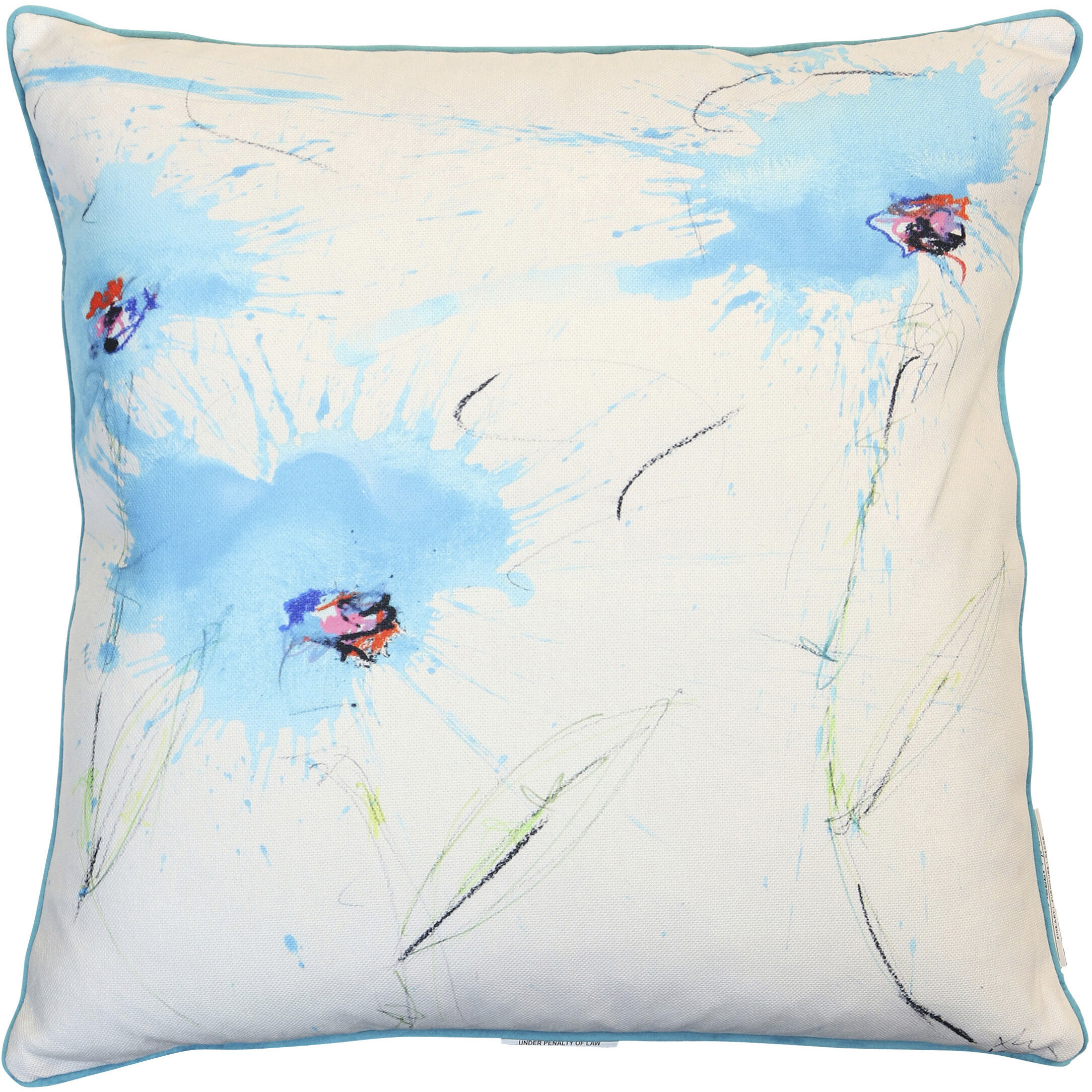 Azure Petal Drift 24 inch Multicolor Pillow in 24" x 24"